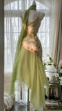 Green Spaghetti Straps Vintage Party Dress Sheath Chiffon Beaded Short Prom Dresses HZ1024