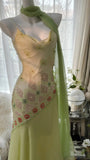Green Spaghetti Straps Vintage Party Dress Sheath Chiffon Beaded Short Prom Dresses HZ1024
