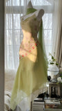 Green Spaghetti Straps Vintage Party Dress Sheath Chiffon Beaded Short Prom Dresses HZ1024