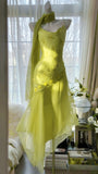 Green Spaghetti Straps Vintage Party Dress Sheath Chiffon Beaded Short Prom Dresses HZ1024