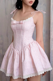 Pink Spaghetti Strap A-Line Satin Short Prom Dresses Homecoming Dress HZ1024