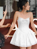Pink Spaghetti Strap A-Line Satin Short Prom Dresses Homecoming Dress HZ1024