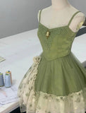 Green Spaghetti Strap A-Line Printed Tulle Short Prom Dresses Homecoming Dress HZ1024