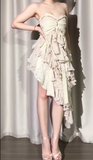 Sweetheart Neck A-Line Party Dress Chiffon Ruffle Short Prom Dresses HZ1024