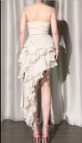 Sweetheart Neck A-Line Party Dress Chiffon Ruffle Short Prom Dresses HZ1024