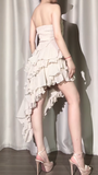 Sweetheart Neck A-Line Party Dress Chiffon Ruffle Short Prom Dresses HZ1024