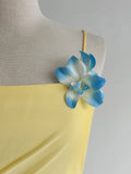 Butter Yellow Spaghetti Strap Sheath Chiffon Prom Dresses Vintage Evening Gowns HZ1024