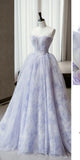 Purple Strapless A-Line Tulle Prom Dresses Sweet 16 Evening Gowns HZ1024