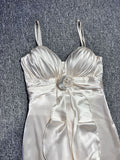 Off-White Mermaid Party Dress Spaghetti Straps Satin Prom Dresses HZ1024