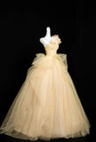 Yellow One Shoulder A-Line Tulle Prom Dresses Formal Birthday Evening Gowns HZ1024