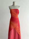 Orange Strapless A-Line Chiffon Satin Ball Dress Formal Evening Gowns HZ1024