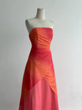 Orange Strapless A-Line Chiffon Satin Ball Dress Formal Evening Gowns HZ1024