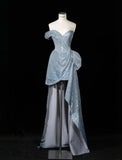 Silver Sweetheart Neck A-Line Sequins Long Prom Dresses Formal Evening Gowns HZ1024