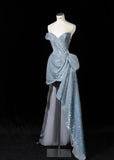Silver Sweetheart Neck A-Line Sequins Long Prom Dresses Formal Evening Gowns HZ1024