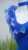 Royal Blue Party Dress Chiffon U Neck Bodycon Prom Dresses HZ1024