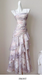 Purple Spaghetti Straps A-Line Chiffon Prom Dresses Evening Gowns with Ruffles HZ1024