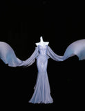 Gray Purple Sweetheart Mermaid Satin Mask Prom Dresses Formal Evening Gowns HZ1024