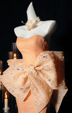 Orange Strapless Mermaid Tulle Prom Dresses Glam Bow Evening Gowns HZ1024