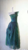 Forest Green One Shoulder A-Line Chiffon Party Dress HZ1024