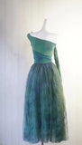 Forest Green One Shoulder A-Line Chiffon Party Dress HZ1024