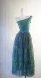 Forest Green One Shoulder A-Line Chiffon Party Dress HZ1024