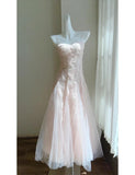 Pink Spaghetti Straps A-Line Tulle Long Prom Dresses Birthday Evening Dress Gowns HZ1024