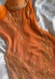 Gradient Orange Spaghetti Straps Chiffon Lace Sheath Prom Dresses Elegant Evening Dress Gowns HZ1024