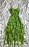 Bud Green Spaghetti Straps Bodycon Beaded Chiffon Short Prom Dresses Vintage Party Dresses with Appliques HZ1024
