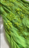 Bud Green Spaghetti Straps Bodycon Beaded Chiffon Short Prom Dresses Vintage Party Dresses with Appliques HZ1024
