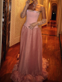 Pink Strapless A-Line Tulle Long Prom Dresses Formal Evening Gowns HZ1024