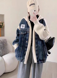 patchwork hooded zip-up cardigan jacket HZ1024