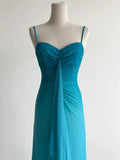 Gradient Blue Spaghetti Straps Sheath Chiffon Prom Dresses Evening Dress Gowns HZ1024