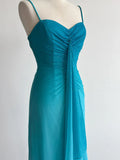 Gradient Blue Spaghetti Straps Sheath Chiffon Prom Dresses Evening Dress Gowns HZ1024