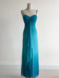 Gradient Blue Spaghetti Straps Sheath Chiffon Prom Dresses Evening Dress Gowns HZ1024