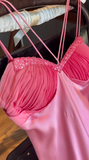 Pink Straps Mermaid Satin Long Prom Dresses Formal Evening Gowns HZ1024