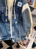 patchwork hooded zip-up cardigan jacket HZ1024