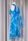 Blue Spaghetti Straps Sheath Chiffon Beaded Short Prom Dresses HZ1024