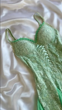 Green Spaghetti Straps A-Line Lace Chiffon Short Prom Dresses HZ1024
