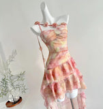 Pink One Shoulder Chiffon Hi-Lo Party Dress HZ1024
