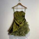 Dark Green Spaghetti Strap A-Line Satin Tulle Short Prom Dresses Homecoming Dresses HZ1024