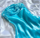 Blue Satin Strapless A-Line Prom Dresses Birthday Evening Dresses HZ1024