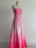Gradient Pink Strapless A-Line Satin Prom Dresses Vintage Beaded Evening Gowns HZ1024
