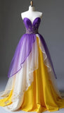 Purple Sweetheart A-Line Satin Chiffon Prom Dresses Birthday Evening HZ1024