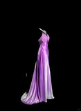 Purple V-neck Mermaid Satin Backless Prom Dresses Formal Evening Gowns HZ1024