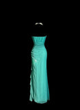 Blue Glitter Chiffon Sweetheart Sheath Prom Dresses Formal Evening Gowns with Ruffles HZ1024