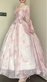 Pink V-neck A-Line Chiffon Party Dresses HZ1024