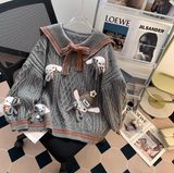 collar preppy bow sweater HZ1024
