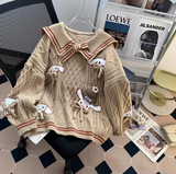 collar preppy bow sweater HZ1024
