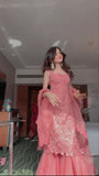 Hot Pink Square Neck Mermaid Tulle Appliques Long Prom Dresses Formal Evening Gowns with Capes HZ1024