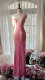 Gradient Pink Mermaid V Neck Chiffon Beading Long Prom Dresses Vintage Formal Evening Gowns HZ1024